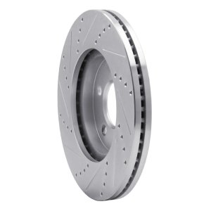 Ford Crown Victoria Brake Rotor (1) - Front Right - R1 Concepts - Drilled & Slotted - Silver - `03-`11